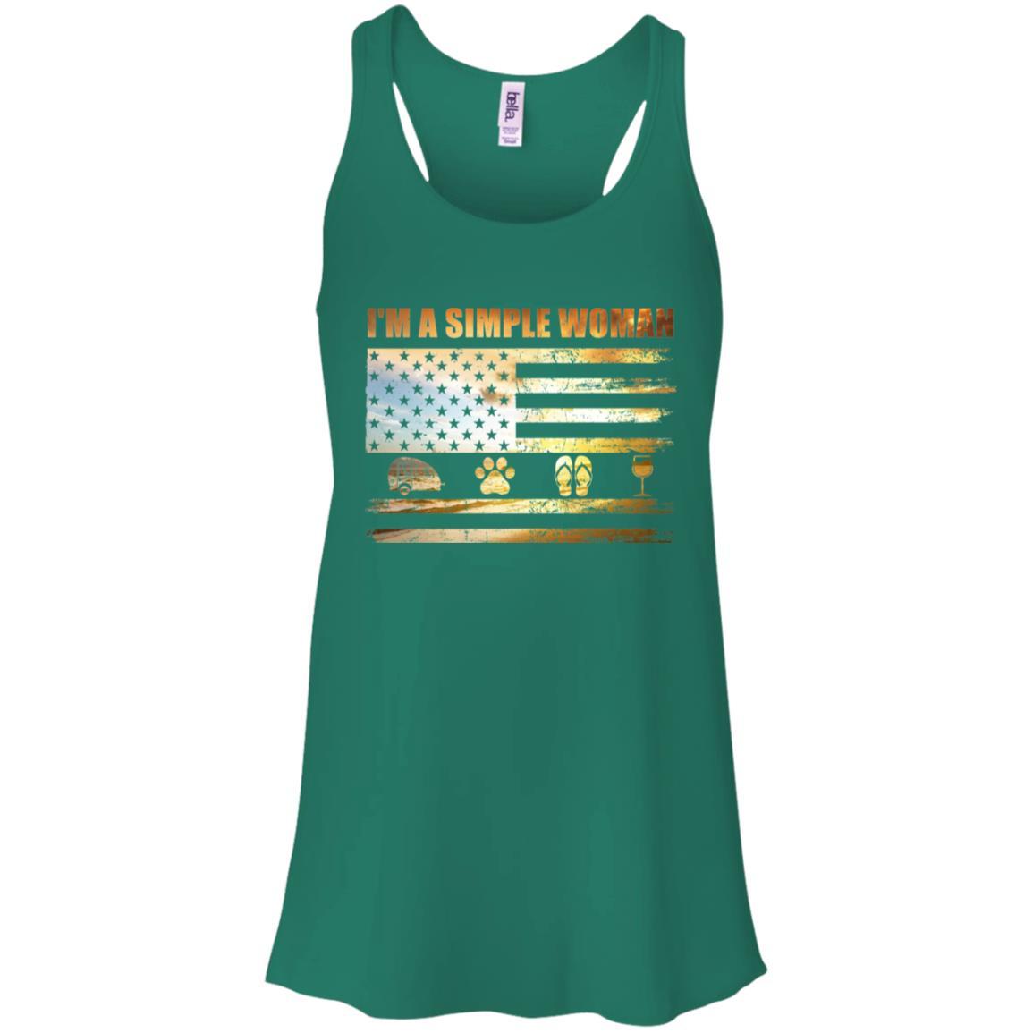 I'm A Simple Woman Love Camping Dog Flip Flop And Wine-T-Shirt & Tank Top-Women's Flowy Racerback Tank-Kelly Green