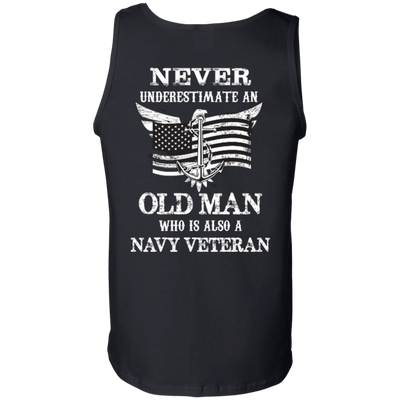 Never Underestimate A Navy Veteran-T-Shirt & Hoodie-Unisex Tank-Black