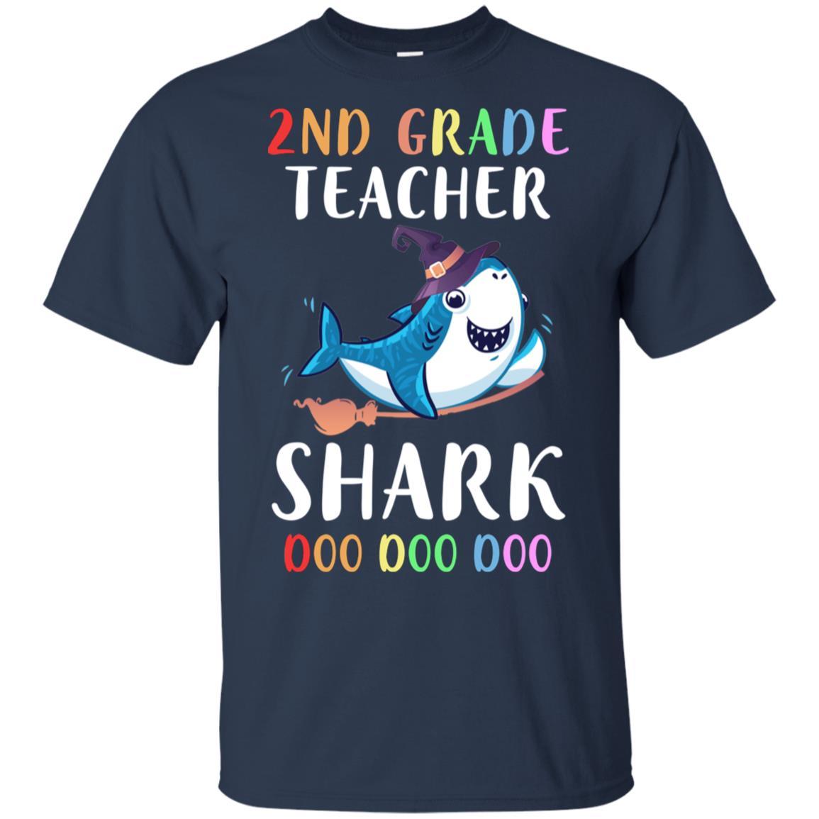2nd Grade Teacher Shark Doo Doo Doo Halloween-T-Shirt & Hoodie-Classic T-Shirt-Navy