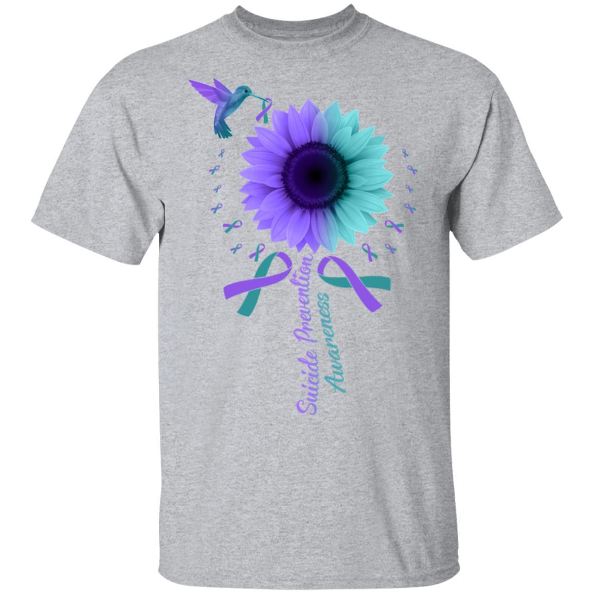 Hummingbird Sunflower Suicide Prevention Awareness-T-Shirt & Hoodie-Classic T-Shirt-Sport Grey