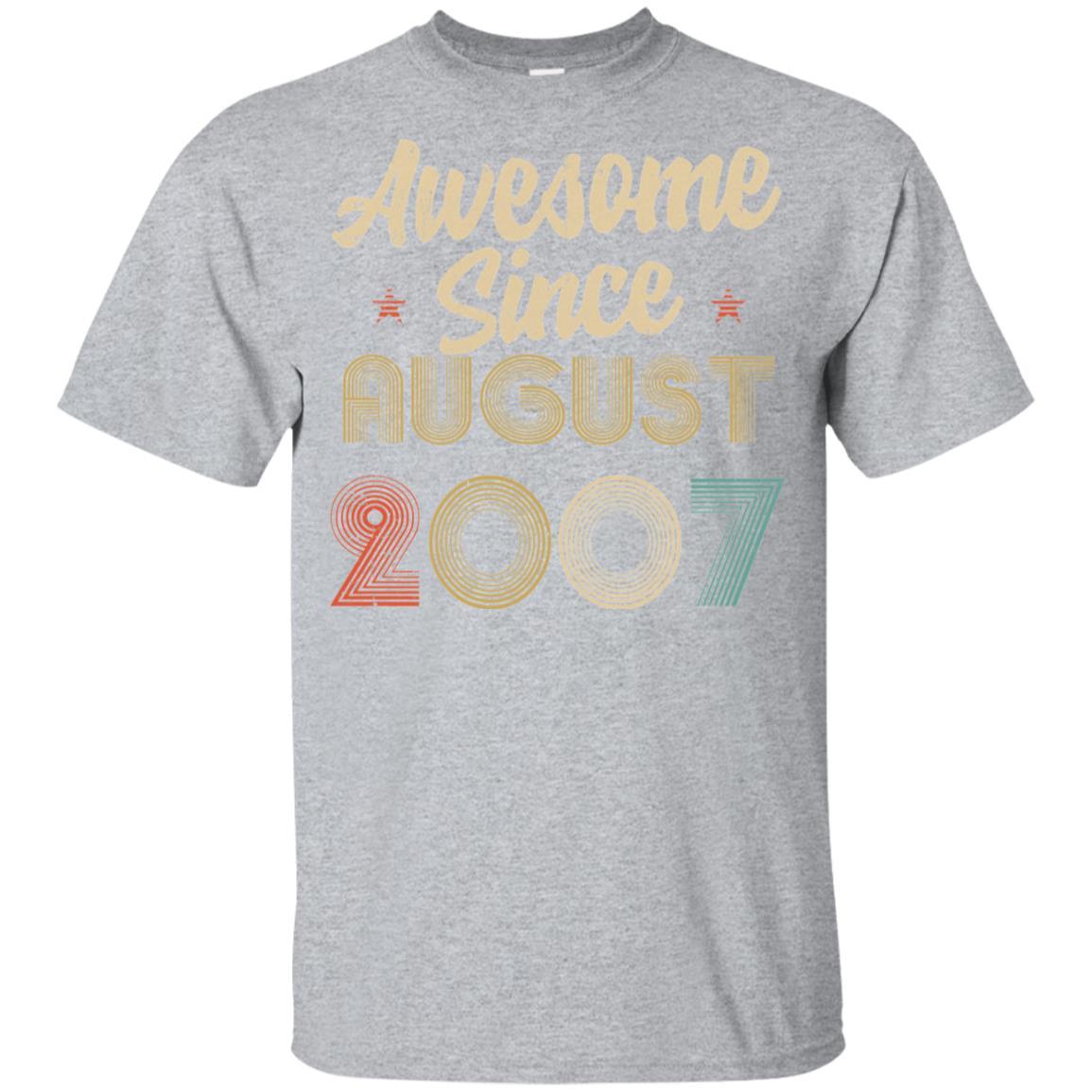 Awesome Since August 2007 Vintage 14th Birthday Gifts Youth-Youth Shirt-Youth T-Shirt-Sport Grey