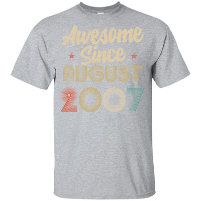 Awesome Since August 2007 Vintage 14th Birthday Gifts Youth-Youth Shirt-Youth T-Shirt-Sport Grey