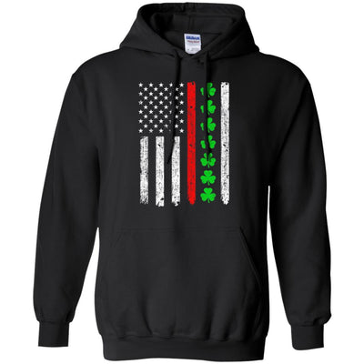 Thin Red Line Shamrock Irish St Patricks Day Fireman-T-Shirt & Hoodie-Pullover Hoodie-Black