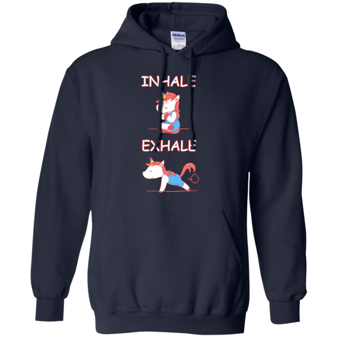 Yoga Unicorn Inhale Exhale-T-Shirt & Hoodie-Pullover Hoodie-Navy
