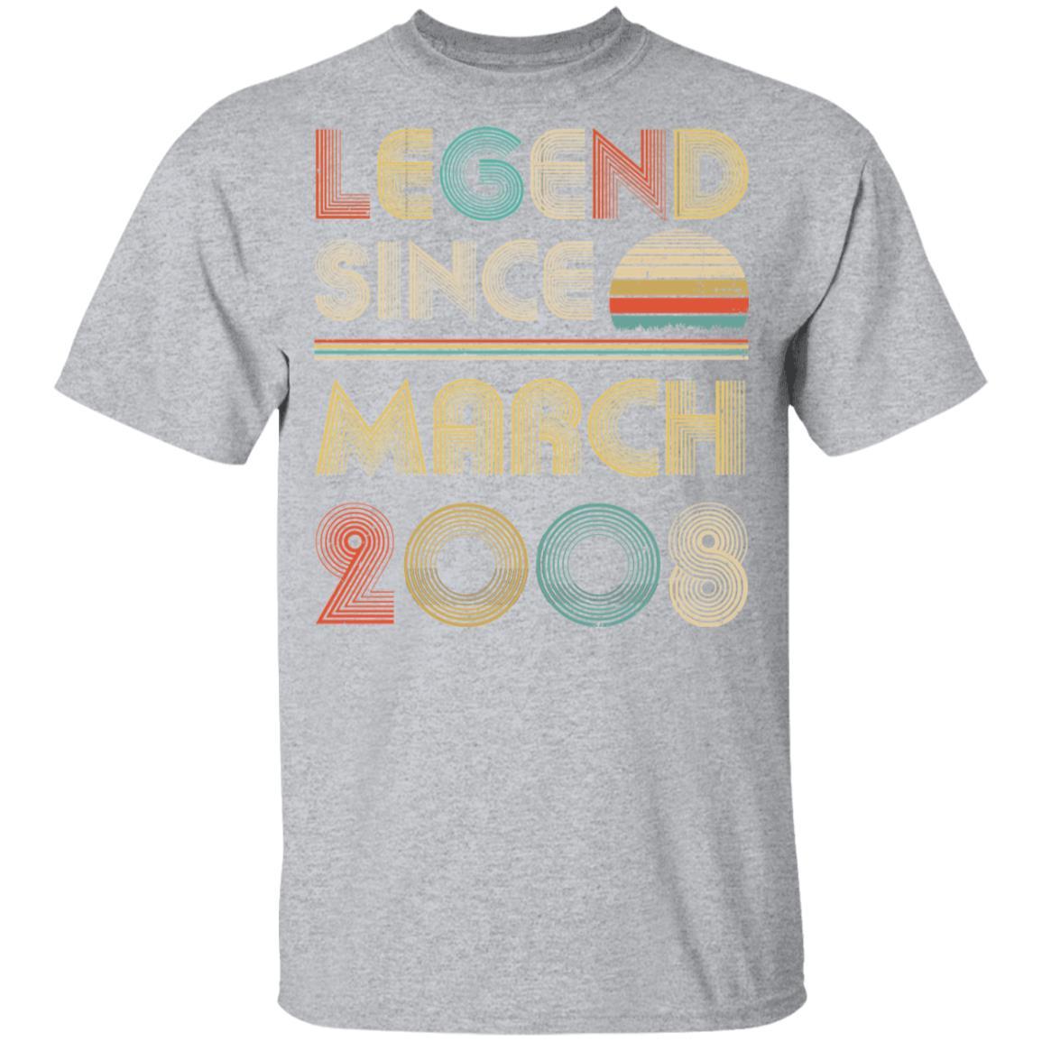 Legend Since March 2008 Vintage 13th Birthday Gifts Youth-Youth Shirt-Youth T-Shirt-Sport Grey