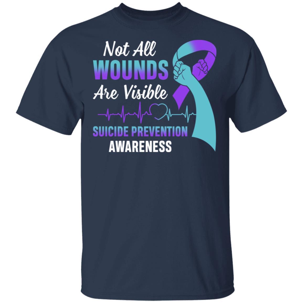 Suicide Prevention Awareness Not All Wounds Are Visible-T-Shirt & Hoodie-Classic T-Shirt-Navy