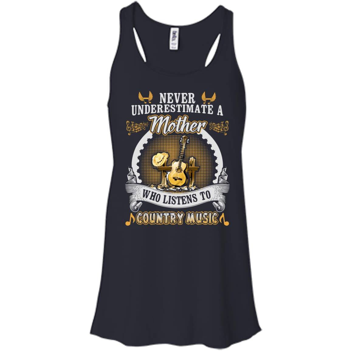 A Mother Listen To Country Music-T-Shirt & Hoodie-Women's Flowy Racerback Tank-Midnight