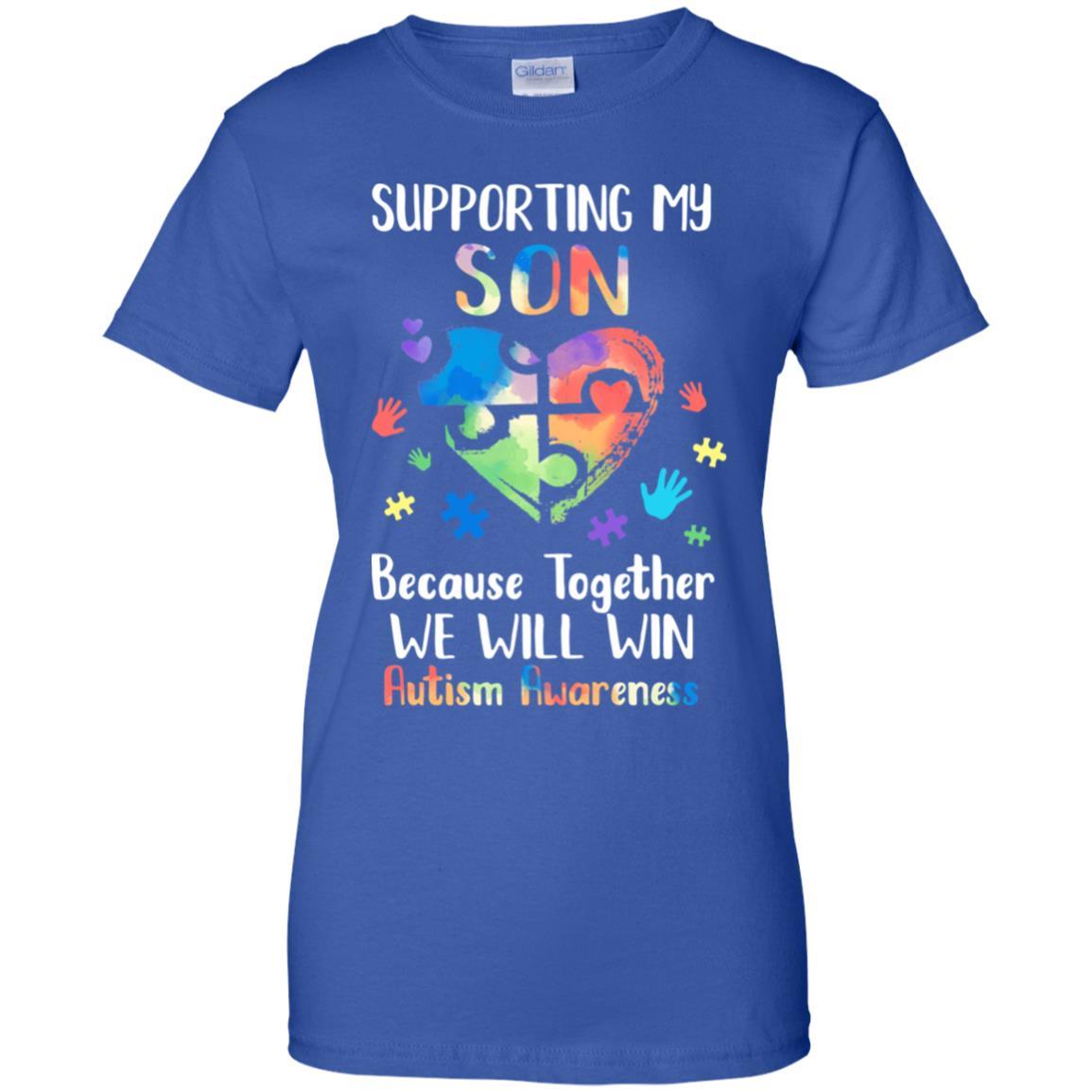 Supporting My Son Puzzle Autism Awareness Month-T-Shirt & Hoodie-Women's T-Shirt-Royal