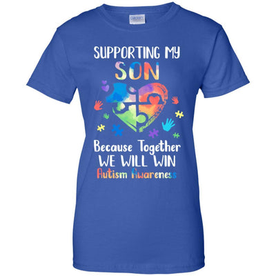 Supporting My Son Puzzle Autism Awareness Month-T-Shirt & Hoodie-Women's T-Shirt-Royal