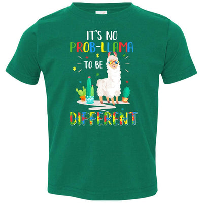 No Prob Llama To Be Different Llama Autism Awareness Gift Youth-Youth Shirt-Toddler T-Shirt-Kelly