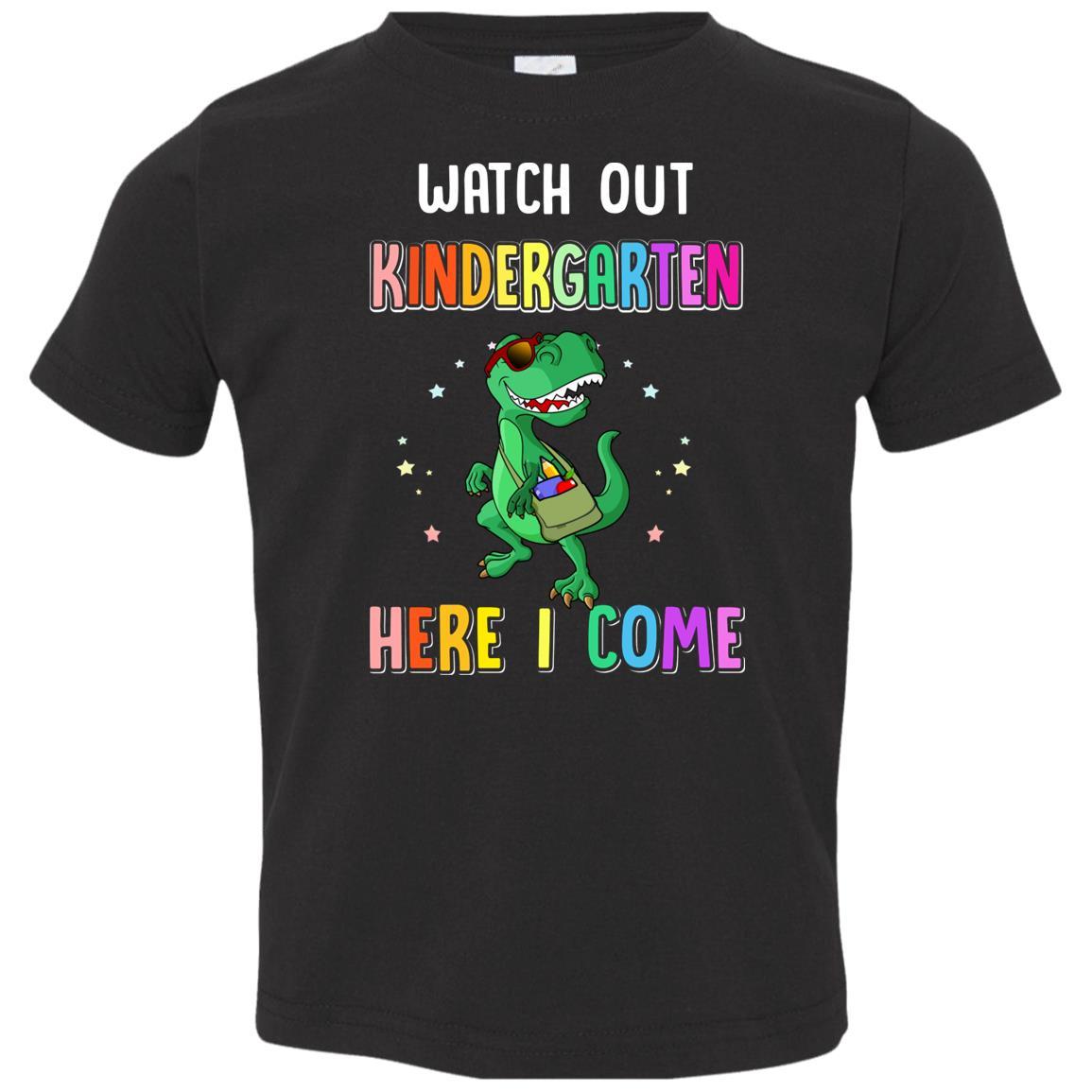Kindergarten Here I Come Dinosaur Back To School Youth-Youth Shirt-Toddler T-Shirt-Black