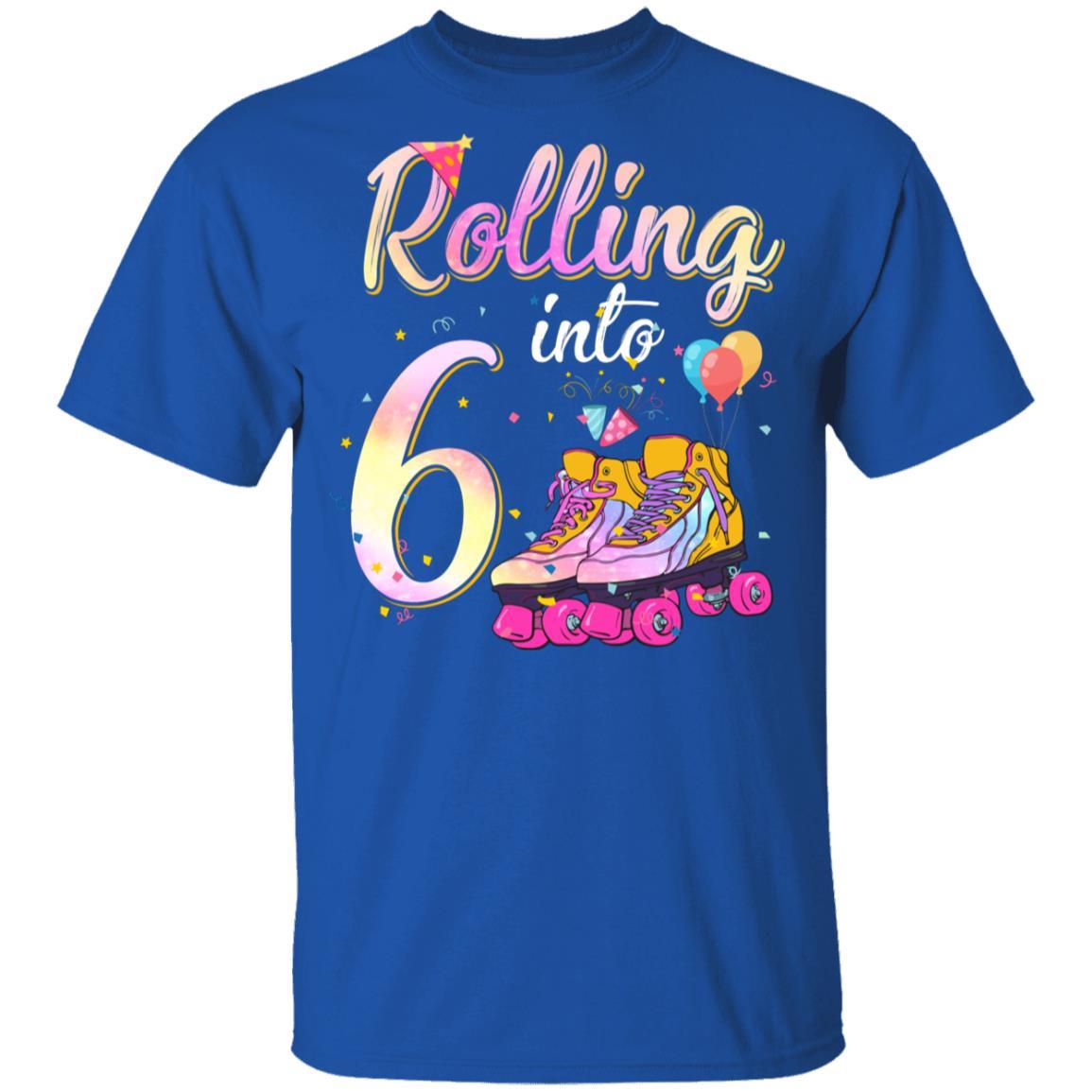 6 Years Old Birthday Girls Roller Skates 80's 6th Birthday Youth-Youth Shirt-Youth T-Shirt-Royal