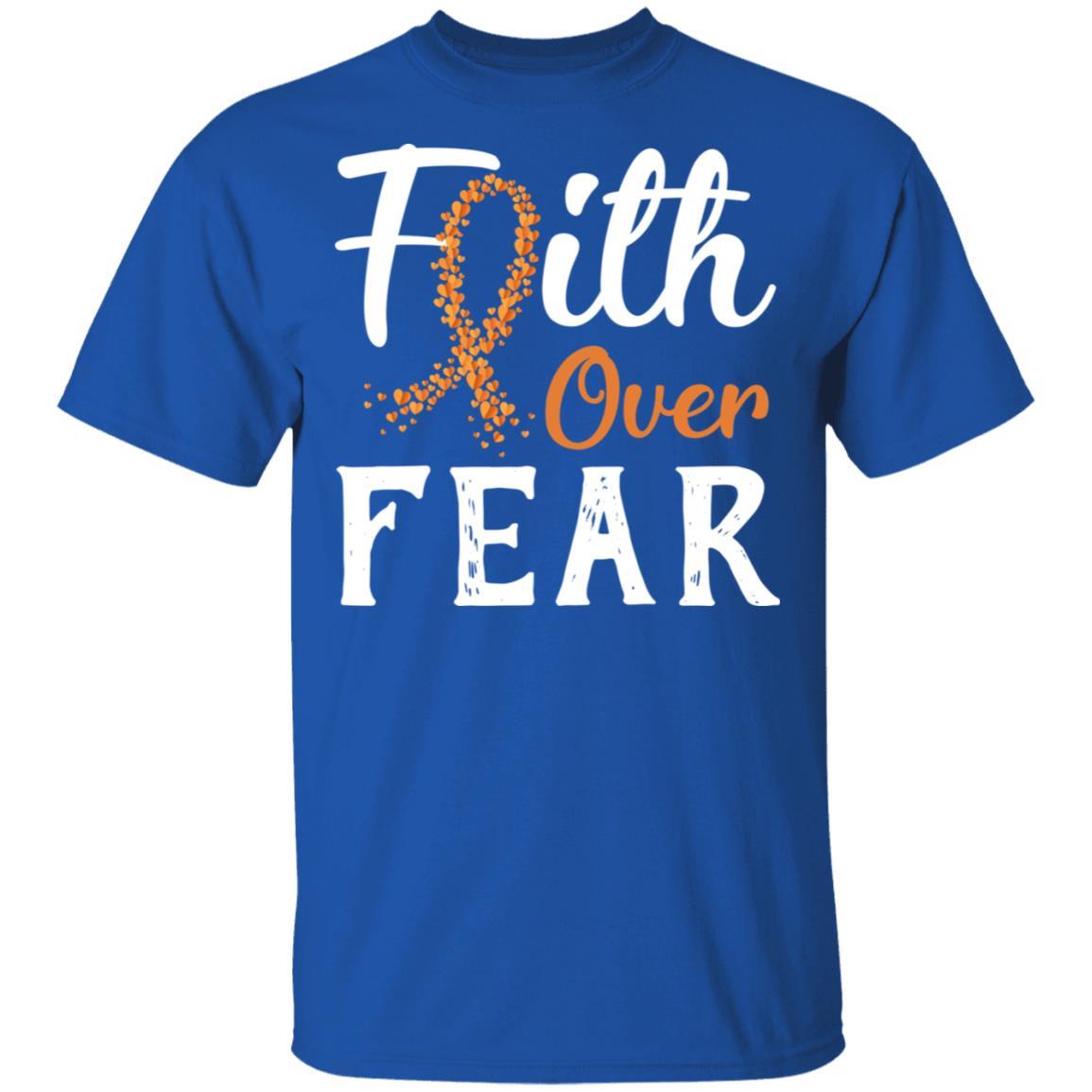 MS Leukemia Awareness Orange Ribbon Faith Over Fear-T-Shirt & Hoodie-Classic T-Shirt-Royal