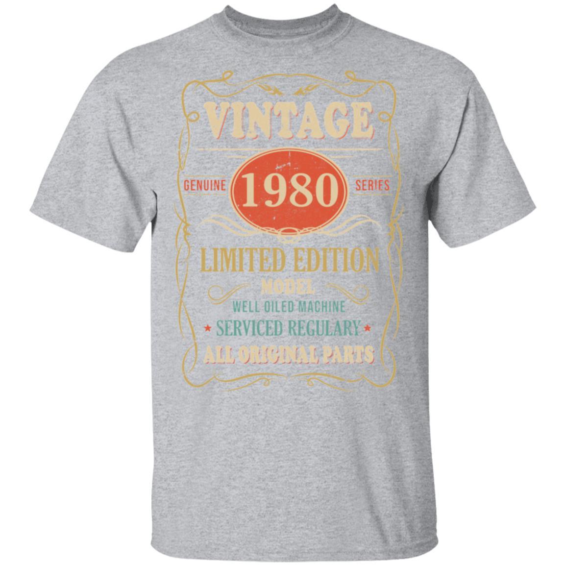 Vintage 1980 41th Birthday All Original Parts Gift-T-Shirt & Hoodie-Classic T-Shirt-Sport Grey