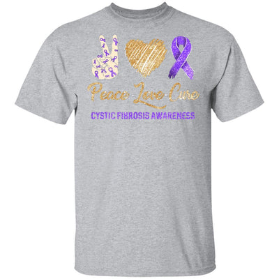 Peace Love Cure Cystic Fibrosis Awareness-T-Shirt & Hoodie-Classic T-Shirt-Sport Grey