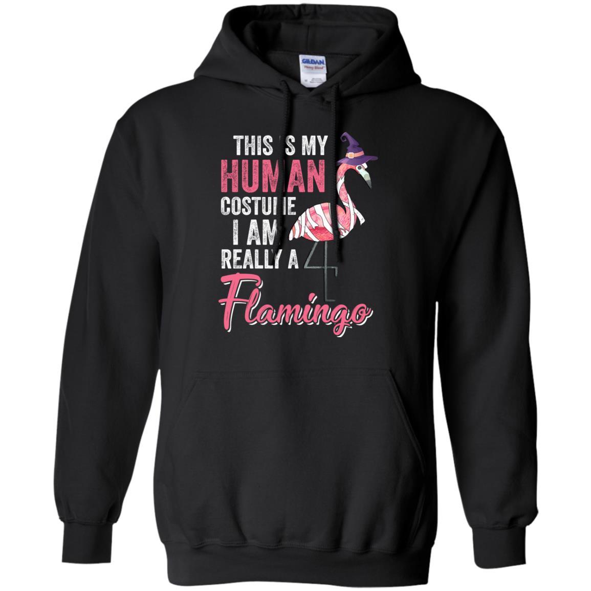This Is My Human Costume Im Really Flamingo Halloween-T-Shirt & Hoodie-Pullover Hoodie-Black