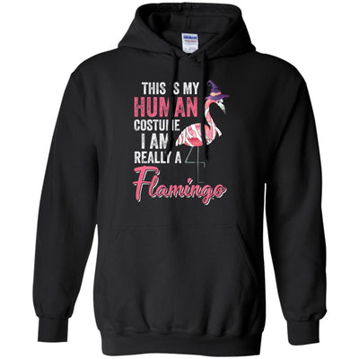 This Is My Human Costume Im Really Flamingo Halloween-T-Shirt & Hoodie-Pullover Hoodie-Black