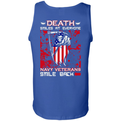 Death Smiles At Everyone Navy Veterans Smile Back-T-Shirt & Hoodie-Unisex Tank-Royal