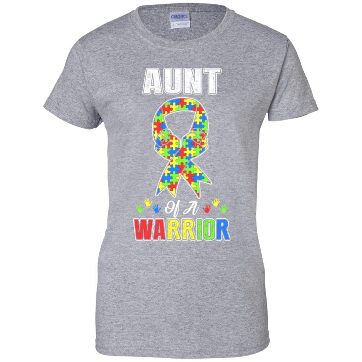 Aunt Of A Warrior Support Autism Awareness Gift-T-Shirt & Hoodie-Women's T-Shirt-Sport Grey