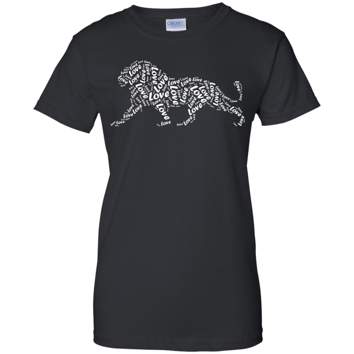 I Love Lion T-Shirt Word Graphic Tee-T-Shirt & Hoodie-Women's T-Shirt-Black