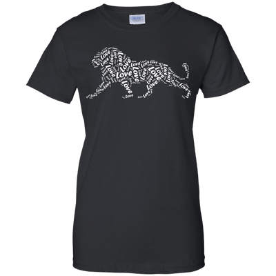 I Love Lion T-Shirt Word Graphic Tee-T-Shirt & Hoodie-Women's T-Shirt-Black