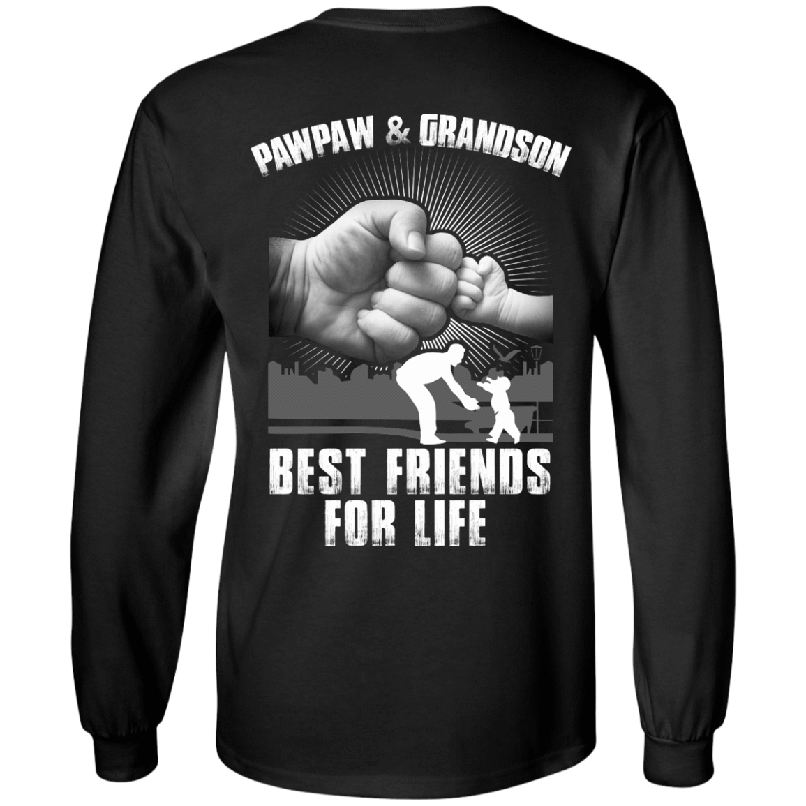 Pawpaw And Grandson Best Friends For Life-T-Shirt & Hoodie-Long Sleeve T-Shirt-Black