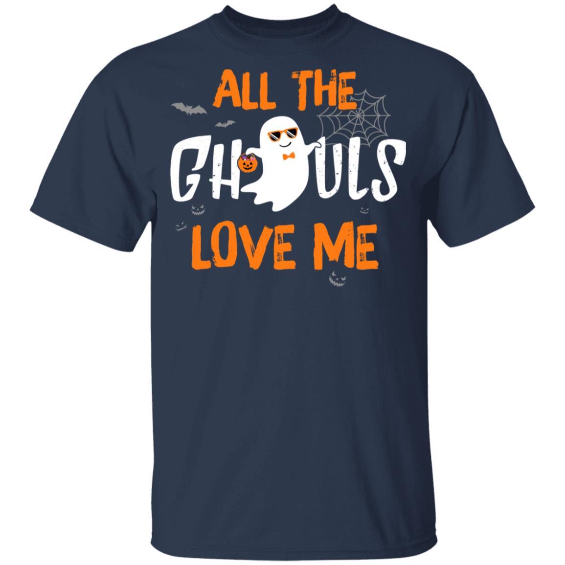 All The Ghouls Love Me Funny Halloween Kids Boy Girl Youth-Youth Shirt-Youth T-Shirt-Navy