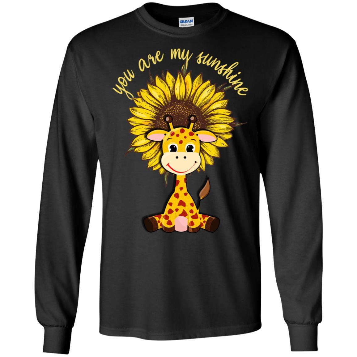 You Are My Little Sunshine Sunflower Giraffe-T-Shirt & Hoodie-Long Sleeve T-Shirt-Black