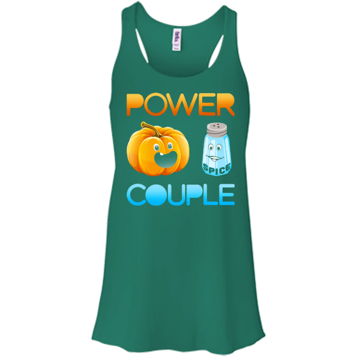Pumpkin Spice Power Couple Halloween-T-Shirt & Hoodie-Women's Flowy Racerback Tank-Kelly