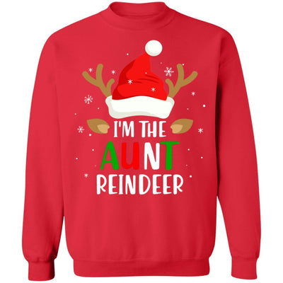 I'm The Aunt Reindeer Matching Family Christmas-T-Shirt & Sweatshirt-Crewneck Sweatshirt-Red