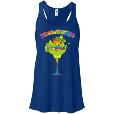 Rainbow Meowgarita Margarita Cat Lover-T-Shirt & Hoodie-Women's Flowy Racerback Tank-True Royal