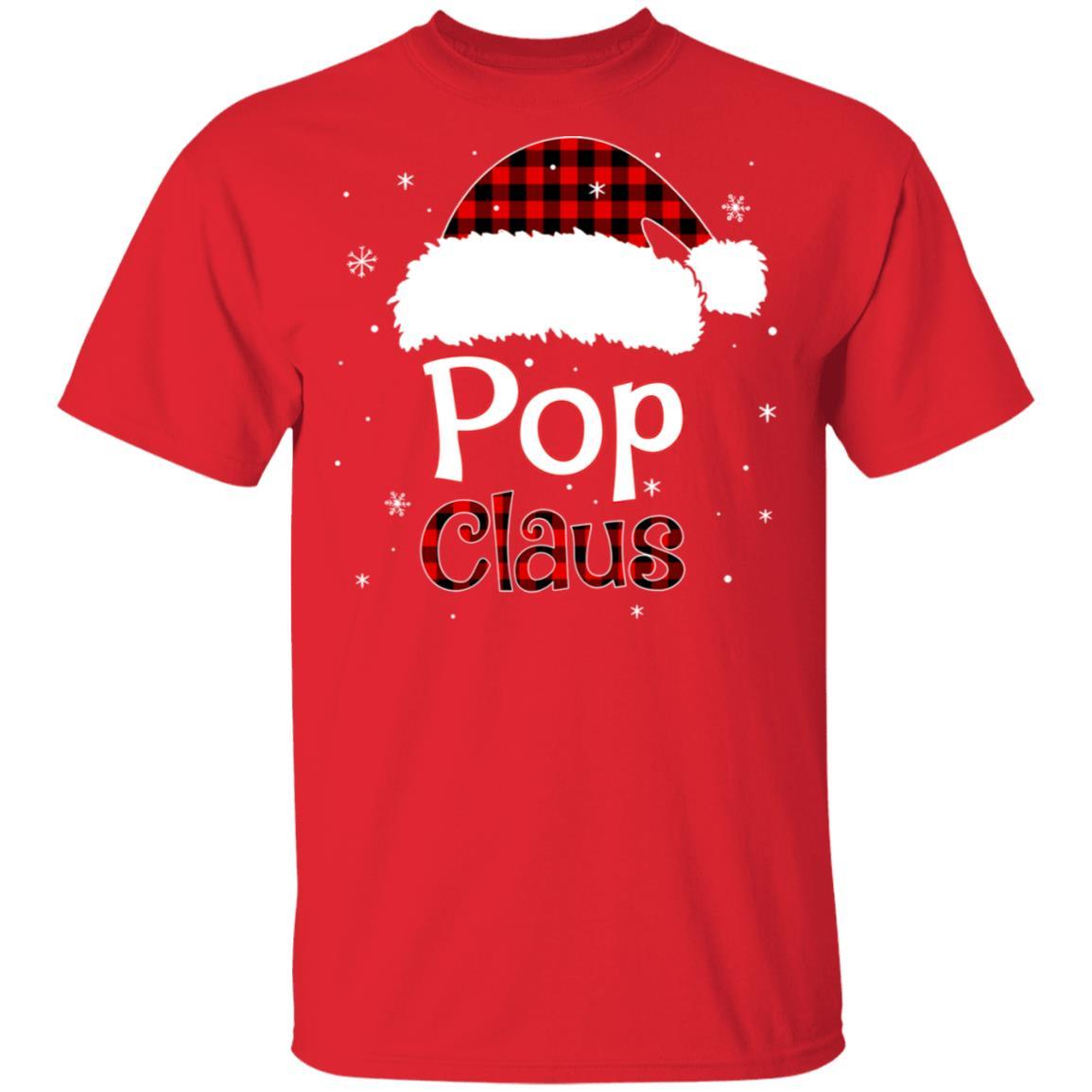 Santa Pop Claus Red Plaid Family Pajamas Christmas Gift-T-Shirt & Sweatshirt-Classic T-Shirt-Red