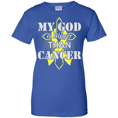 My God Is Bigger Than Cancer Yellow Awareness Ribbon-T-Shirt & Hoodie-Women's T-Shirt-Royal