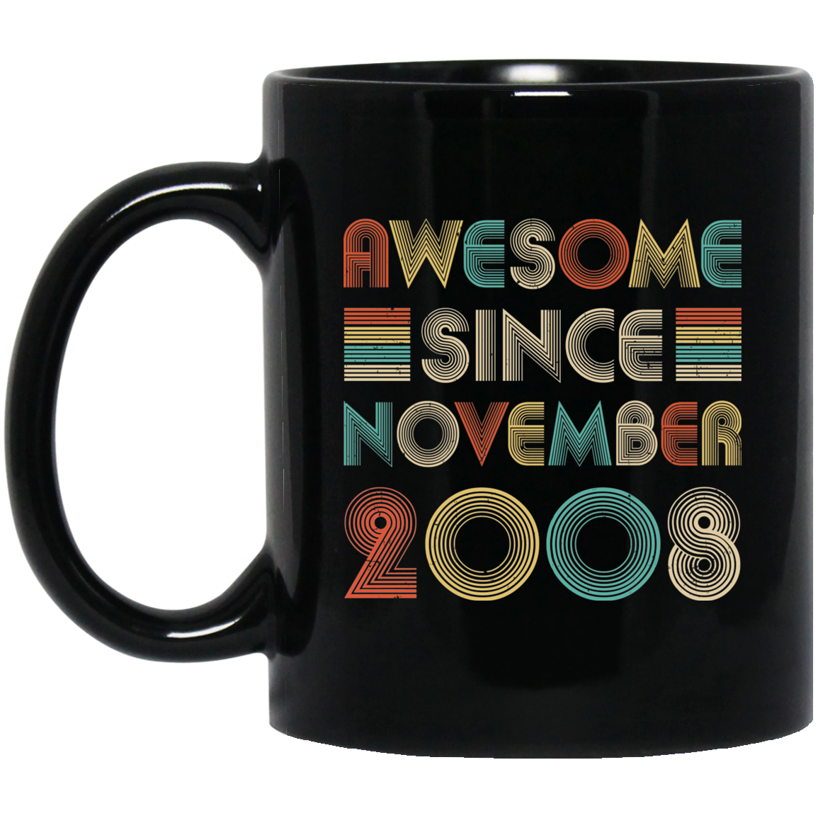 Awesome Since November 2008 Vintage 13th Birthday Gifts Youth Mug-Coffee Mug-BM11OZ 11 oz. Black Mug-Black