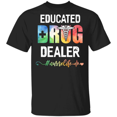 Educated Drug Dealer Funny Nursing Nurse Gift Heart Beat-T-Shirt & Tank Top-Classic T-Shirt-Black
