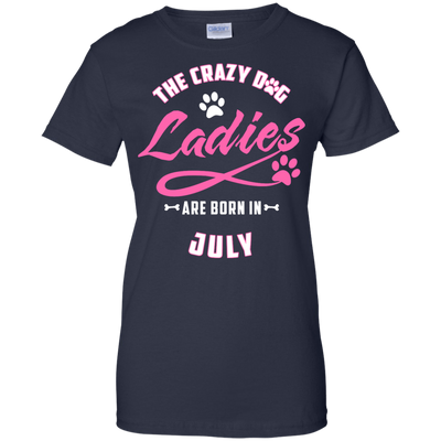 The Crazy Dog Ladies Are Born In July-T-Shirt & Hoodie-Women's T-Shirt-Navy