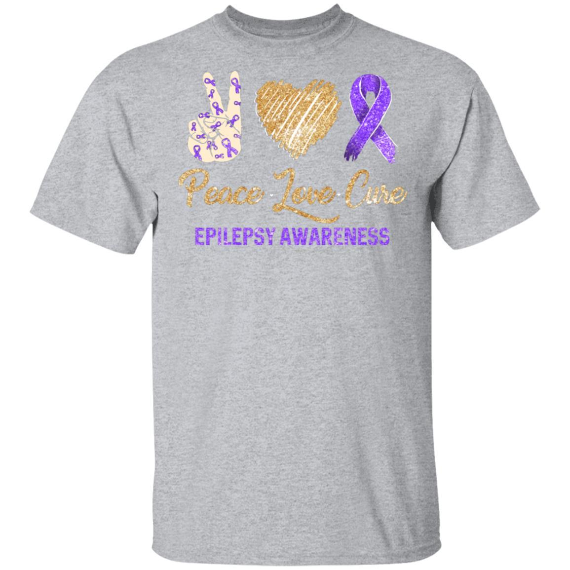 Peace Love Cure Epilepsy Awareness-T-Shirt & Hoodie-Classic T-Shirt-Sport Grey