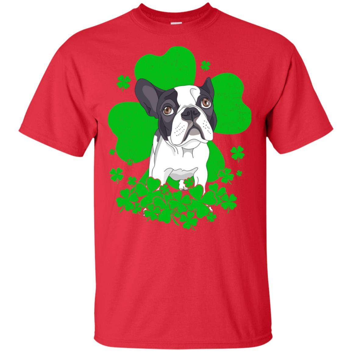 Bulldog St. Patrick's Day Clovers-T-Shirt & Hoodie-Classic T-Shirt-Red