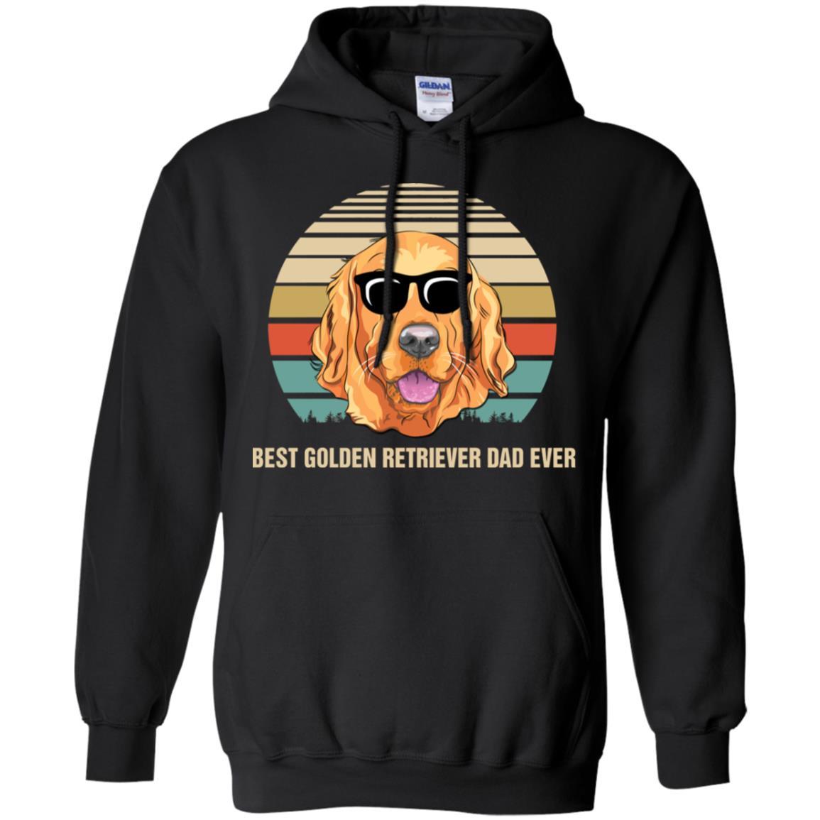 Vintage Golden Retriever Dad Gifts Best Golden Retriever Dad Ever-T-Shirt & Hoodie-Pullover Hoodie-Black