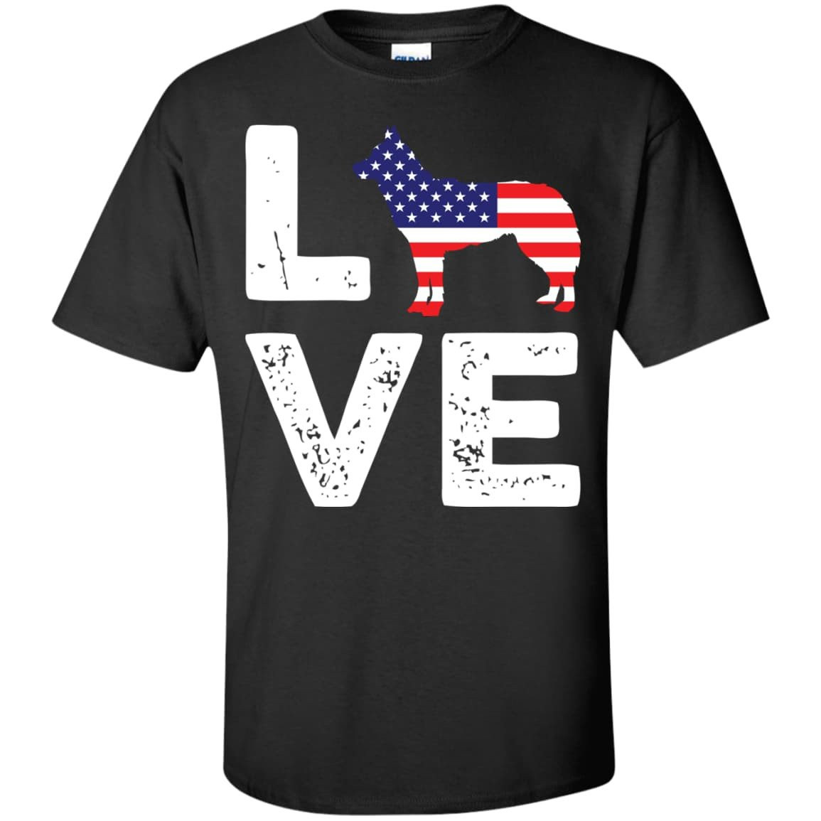 American Flag Dog Husky Love-T-Shirt & Hoodie-Classic T-Shirt-Black
