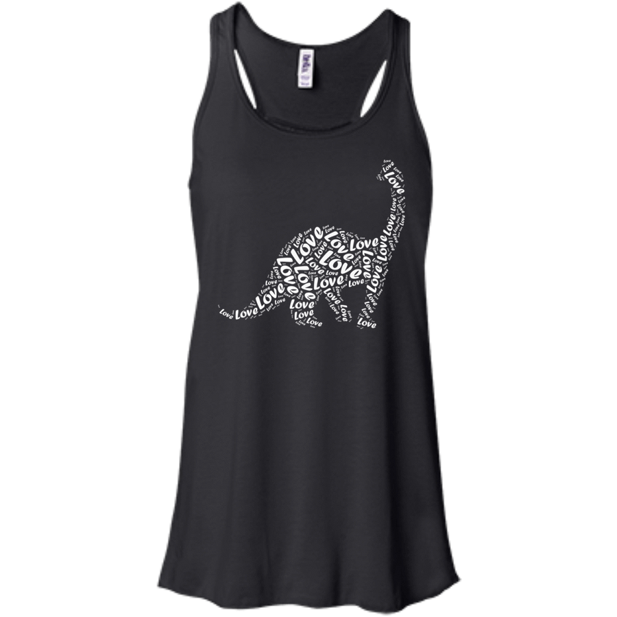 I Love Dinosaur-T-Shirt & Hoodie-Women's Flowy Racerback Tank-Black