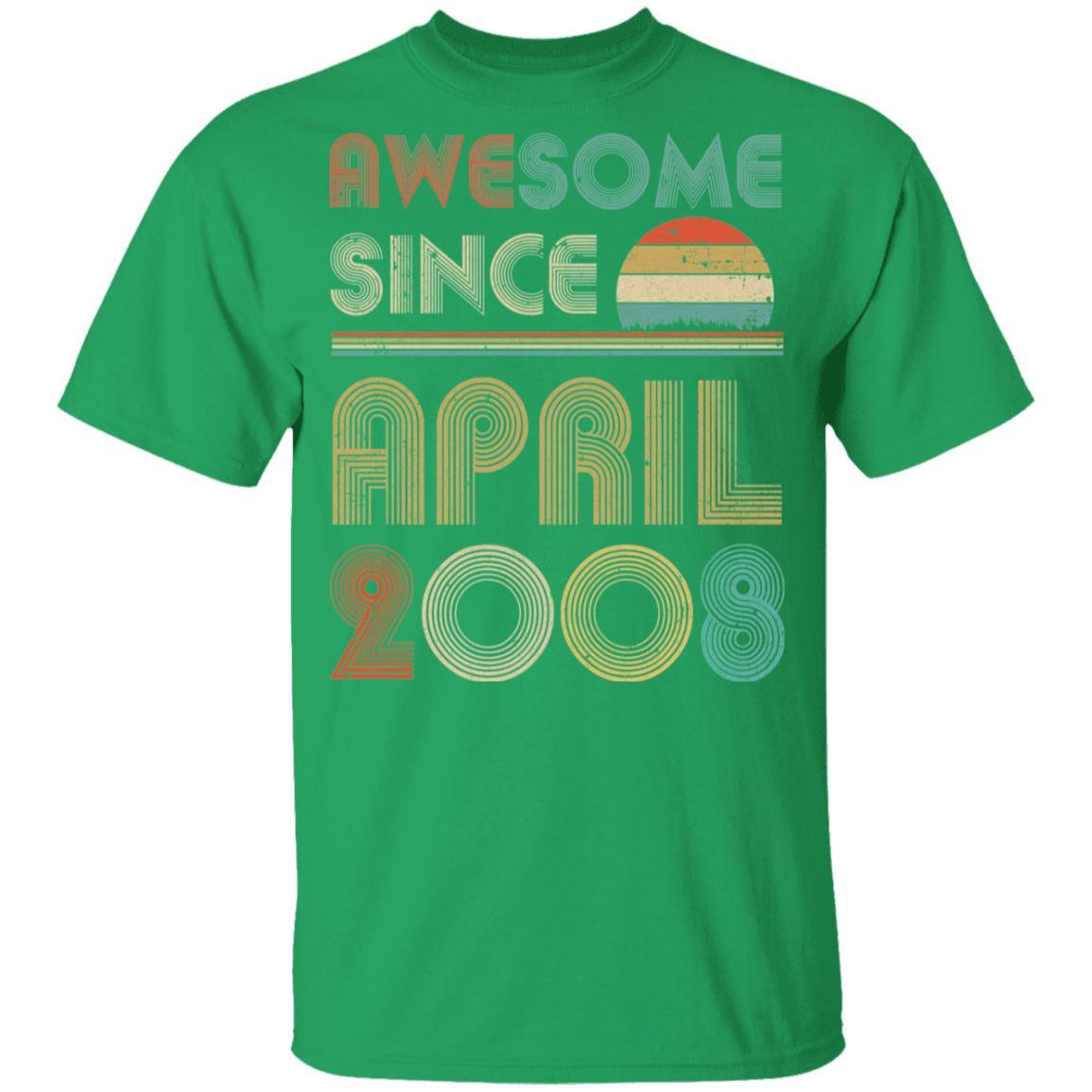 Awesome Since April 2008 Vintage 13th Birthday Gifts Youth-Youth Shirt-Youth T-Shirt-Irish Green
