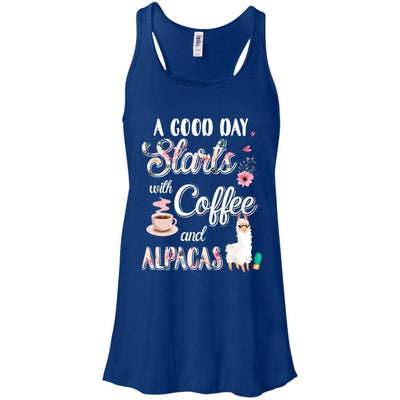 A Good Day Starts With Coffee And Alpacas Lover Gift-T-Shirt & Tank Top-Women's Flowy Racerback Tank-True Royal