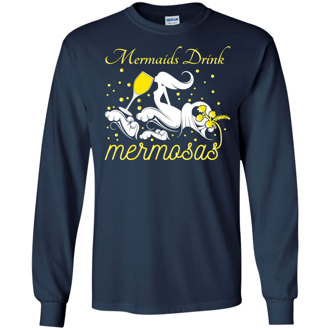 Mermaid drink mermosas-T-Shirt & Hoodie-Long Sleeve T-Shirt-Navy