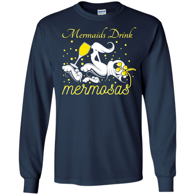 Mermaid drink mermosas-T-Shirt & Hoodie-Long Sleeve T-Shirt-Navy