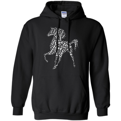 I Love Horse T-Shirt Word Graphic Tee-T-Shirt & Hoodie-Pullover Hoodie-Black