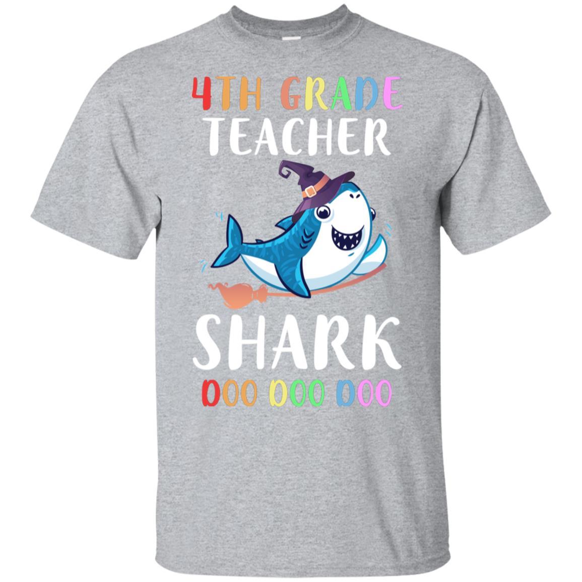 4th Grade Teacher Shark Doo Doo Doo Halloween-T-Shirt & Hoodie-Classic T-Shirt-Sport Grey