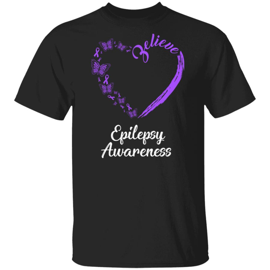 Butterfly Believe Epilepsy Awareness Ribbon Gifts-T-Shirt & Hoodie-Classic T-Shirt-Black