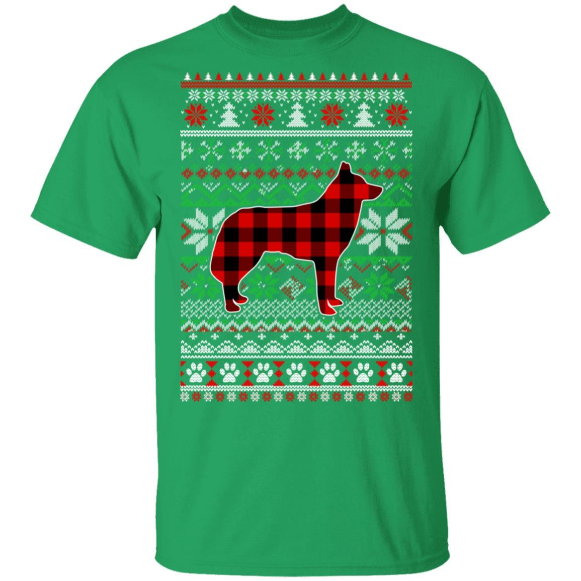 Siberian Husky Red Plaid Ugly Christmas Sweater Gifts-T-Shirt & Sweatshirt-Classic T-Shirt-Irish Green