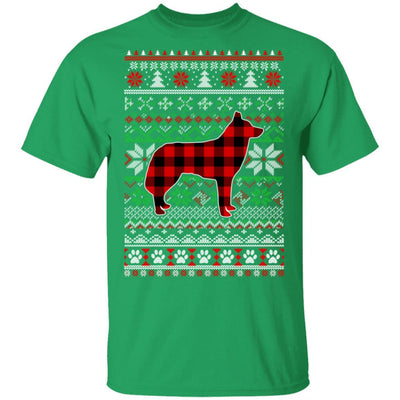 Siberian Husky Red Plaid Ugly Christmas Sweater Gifts-T-Shirt & Sweatshirt-Classic T-Shirt-Irish Green